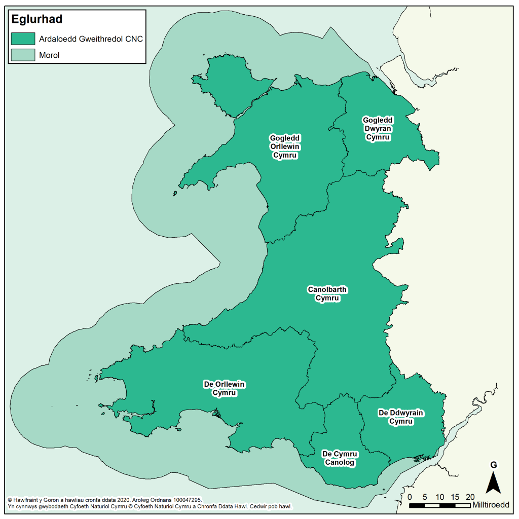 Llun Cynnwys: map sy’n dangos Datganiad Ardal saith ardal.